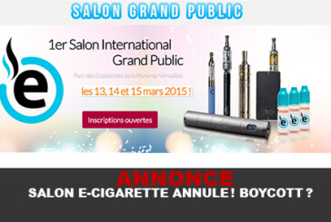ANNONCE : SALON E-CIGARETTE ANNULE ! BOYCOTT ?