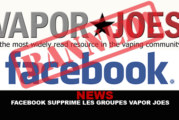 NEWS : Facebook supprime les groupes « Vapor Joes »