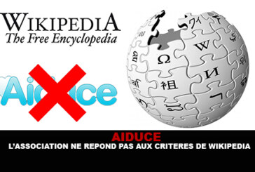 AIDUCE : L&rsquo;association ne répond pas aux critères de Wikipédia.