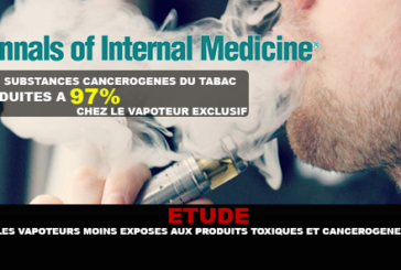 ÉTUDE : Les vapoteurs bien moins exposés aux produits toxiques et cancérogènes que les fumeurs.