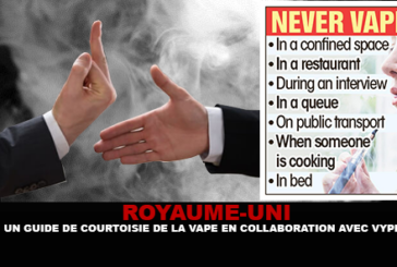 ROYAUME-UNI : Un guide de courtoisie de la vape en collaboration avec Vype.