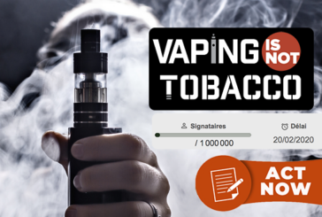 VAPING IS NOT TOBACCO : 1 million de signatures pour exclure la vape des produits du tabac !