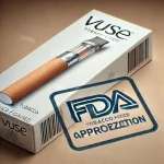 DALL·E 2024-07-20 11.56.36 - A package of Vuse tobacco-flavored e-cigarettes with an FDA approval stamp. The package is prominently displayed, with the FDA stamp clearly visible,