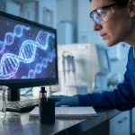 Chercheur en laboratoire étudiant les effets des arômes de cigarette électronique sur l'expression génique