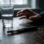 Cigarette électronique posée sur une table, symbole du débat sur la sécurité de la vape chez les adolescents en Espagne