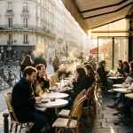 Terrasse de café en France où la question du vapotage dans les espaces publics est au cœur du débat réglementaire