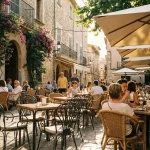 Terrasse de café en Espagne visée par la nouvelle loi antitabac qui interdit également la cigarette électronique