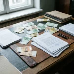 Documents officiels et billets d'euros sur un bureau, illustrant la politique fiscale européenne sur le tabac et la vape