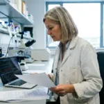 Chercheuse analysant des données scientifiques sur l'efficacité de la cigarette électronique pour le sevrage tabagique