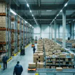 Entrepôt logistique e-commerce illustrant le retrait des produits vape par Shopify