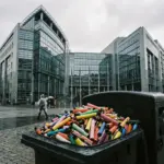 Bâtiment institutionnel européen symbolisant la décision de la Commission sur l'interdiction des vapes jetables en Irlande