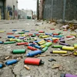 Vapes jetables abandonnées au sol illustrant le problème des déchets contenant des métaux lourds comme le plomb